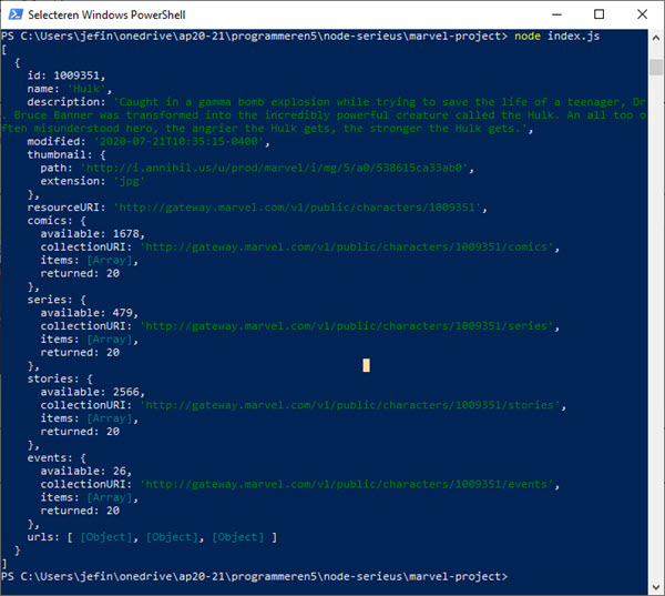 run node marvel-project index.js no error